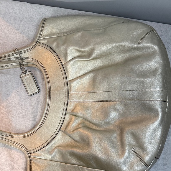 Coach Shimmering Silver Shoulder Bag - Picture 2 of 4